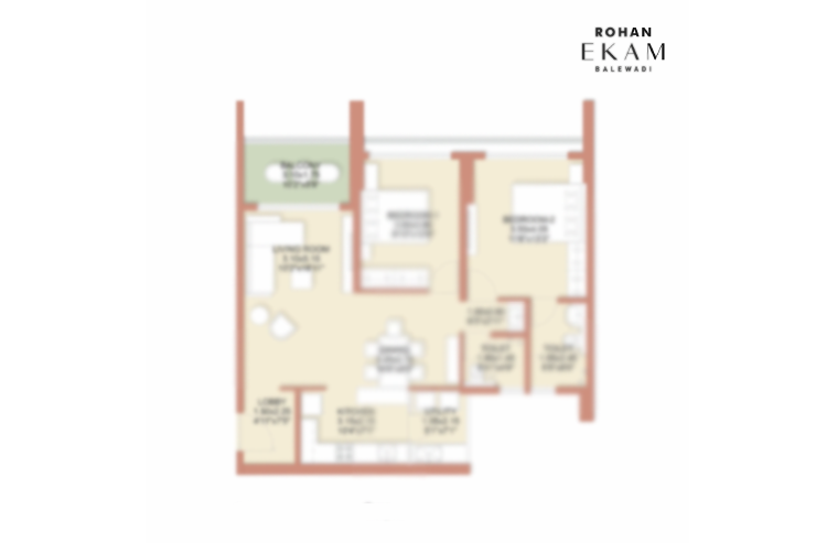 2 BHK Rohan Ekam floorplans